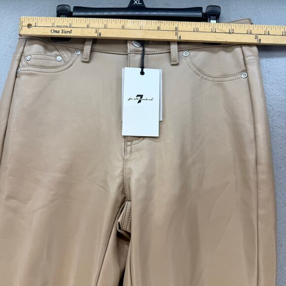7 For All Mankind Pants Women's XS Tan Faux Leather Preppy Business Casual NWT - Picture 10 of 15